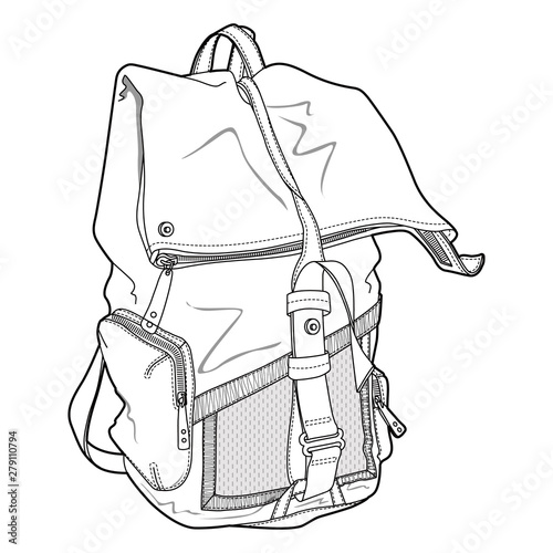 Bag fashion flat sketch template
