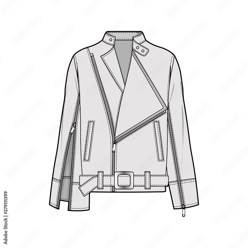 Outer Jacket fashion flat sketch template Stock Vector | Adobe Stock