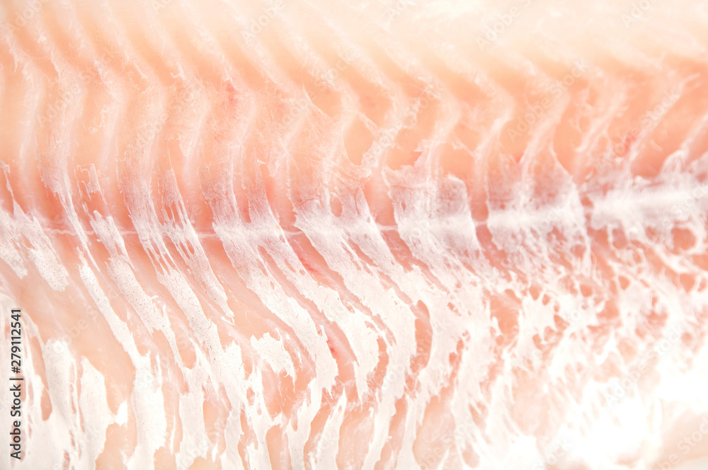 Fresh cod fish fillet background. Closeup texture