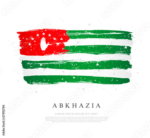 Flag of Abkhazia. Brush strokes drawn by hand. Independence Day.