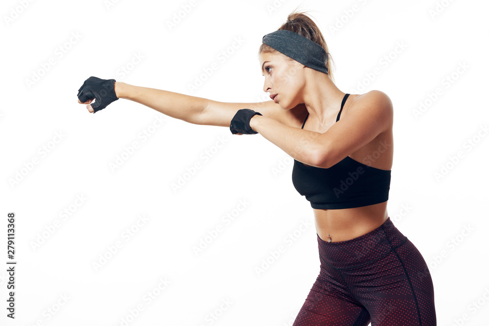 young woman exercising with dumbbells young woman exercising with dumbbells