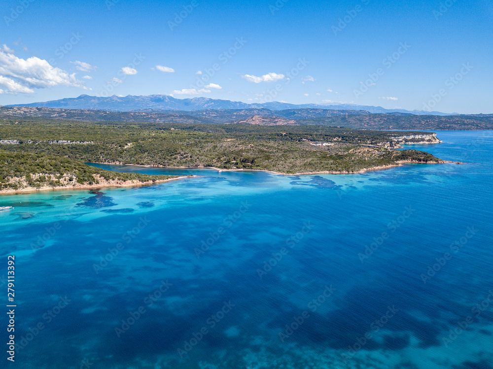 Aerial Drone view from South of Corsica, France