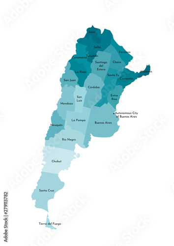 Canvas Print Vector isolated illustration of simplified administrative map of Argentina