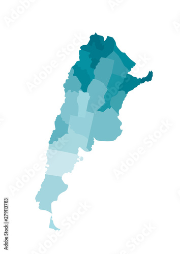 Vector isolated illustration of simplified administrative map of Argentina. Borders of the provinces  regions . Colorful blue khaki silhouettes