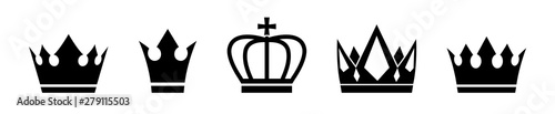 Set of vector crown. Vector flat crown icons isolated on white. Vector flat icon, logo.