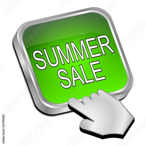 Summer Sale Button with Cursor - 3D illustration