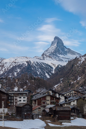 Matterhorn and city of Zermatt, Switzerland