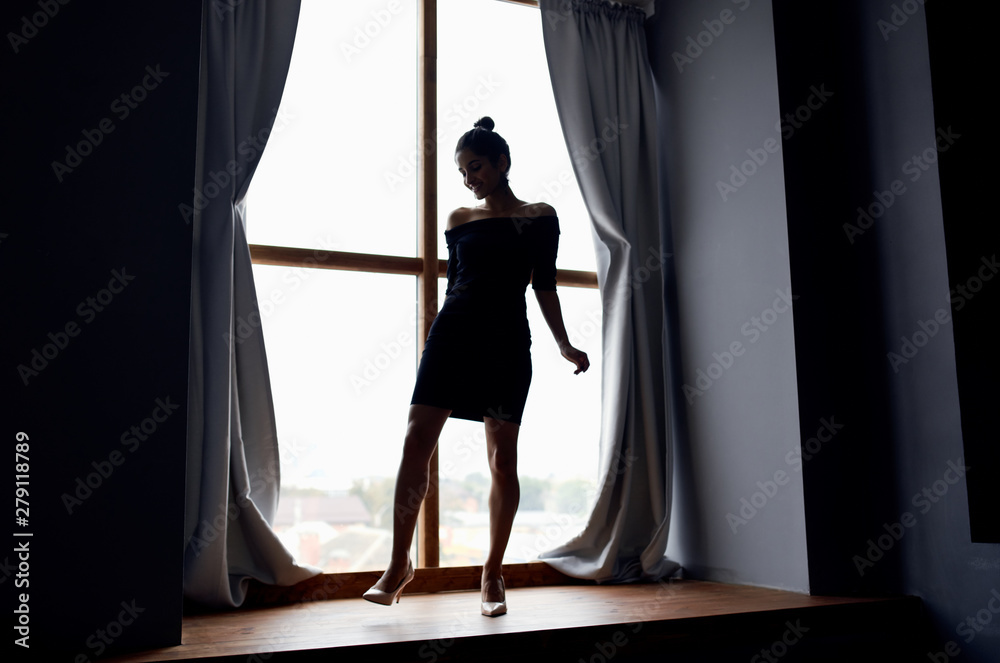 silhouette of woman in window silhouette of woman in window