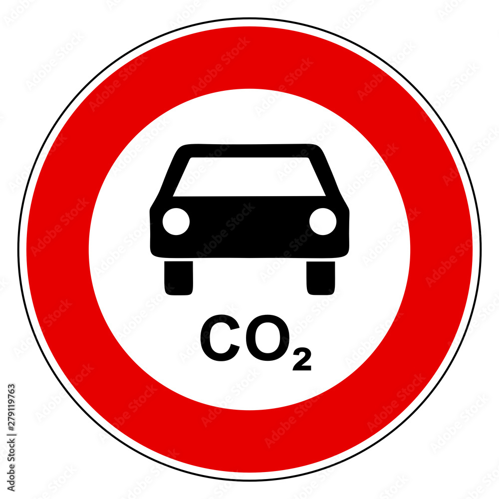 CO2 Auto und Verbotsschild CO2 Auto und Verbotsschild