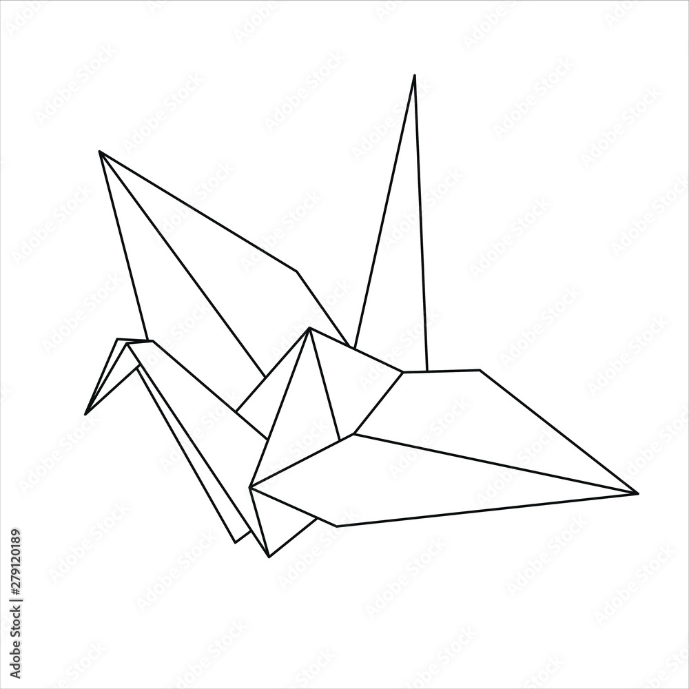 Vector of origami bird in outline shape. - obrazy, fototapety, plakaty 
