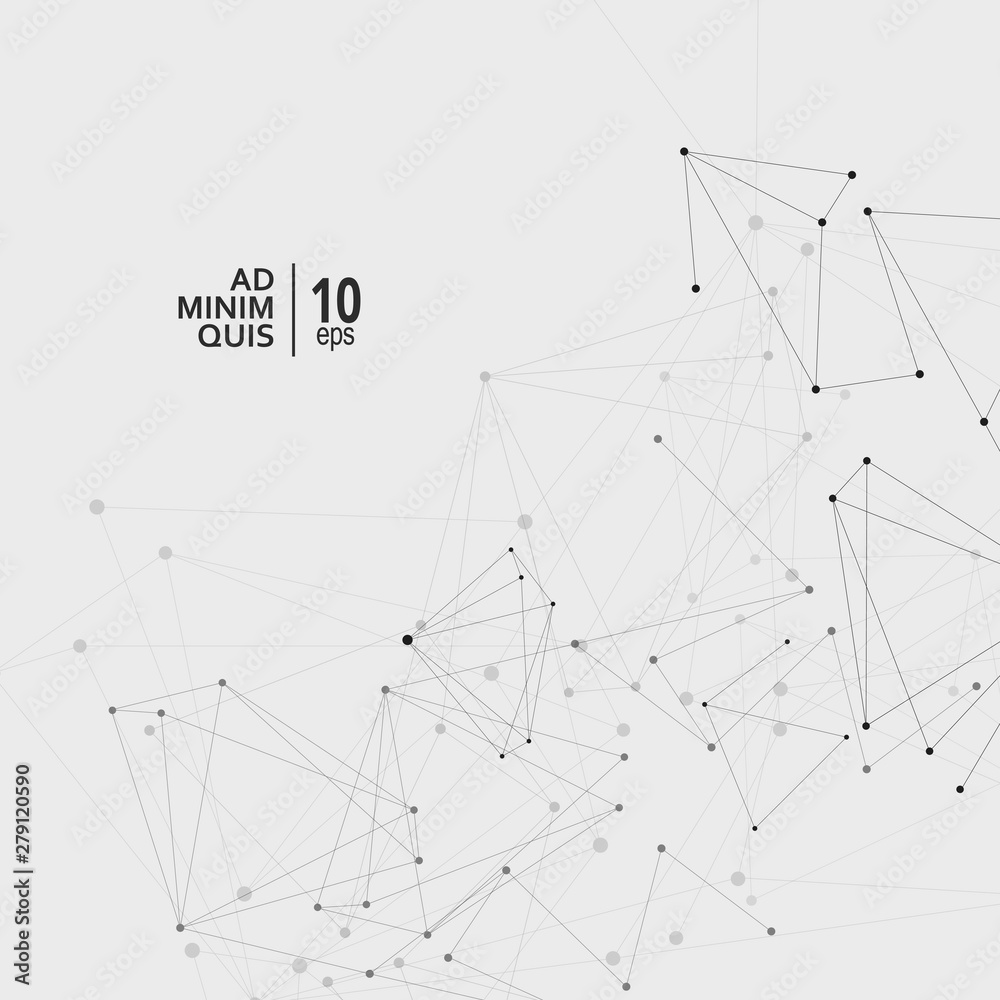 Vector design illustration with connecting dots and lines. Geometric network abstract background