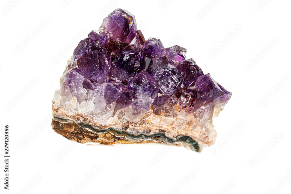 Amethyst Crystal Druse macro mineral on white background Amethyst Crystal Druse macro mineral on white background