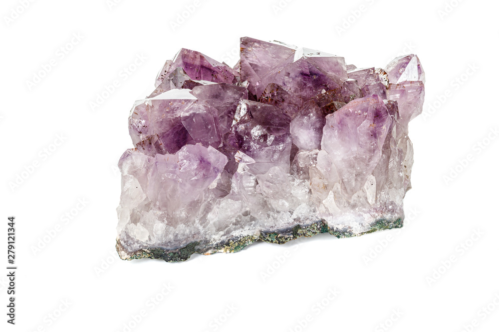 Amethyst Crystal Druse macro mineral on white background Amethyst Crystal Druse macro mineral on white background