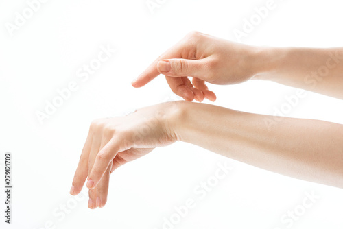 female hands isolated on white background