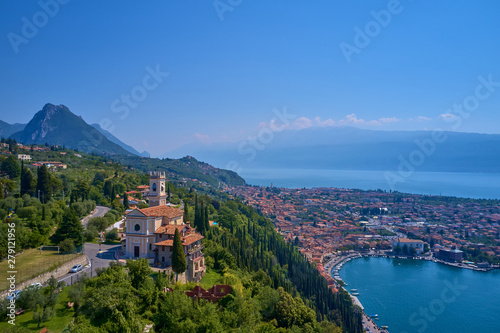 Aerial photography with drone. Italian town Toscolano Maderno on Lake Garda. © Berg