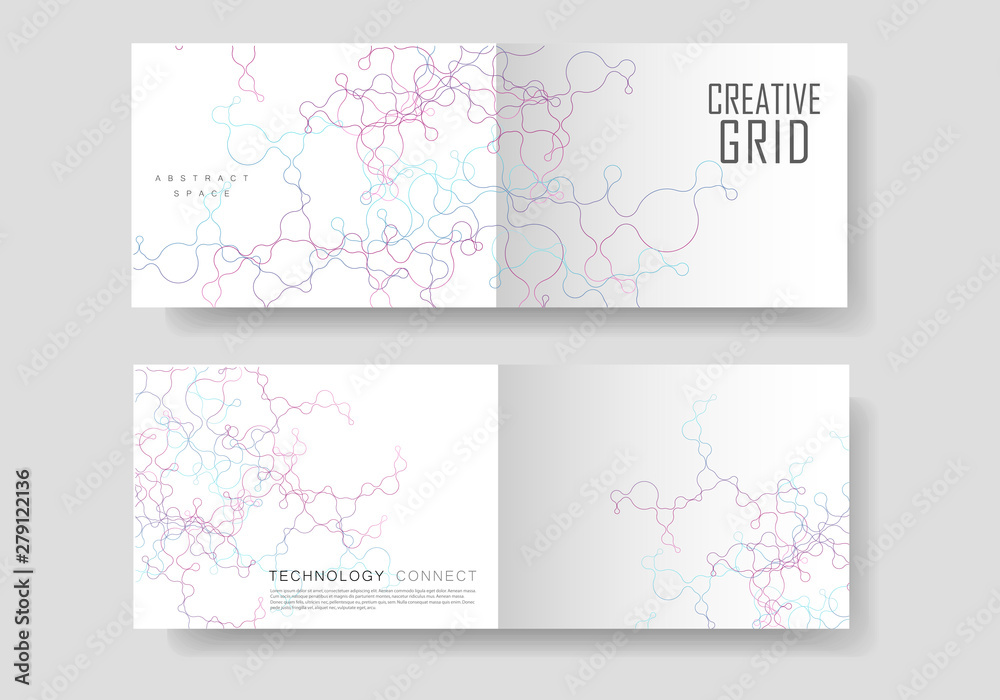 Abstract geometric brochure background with connected lines and dots