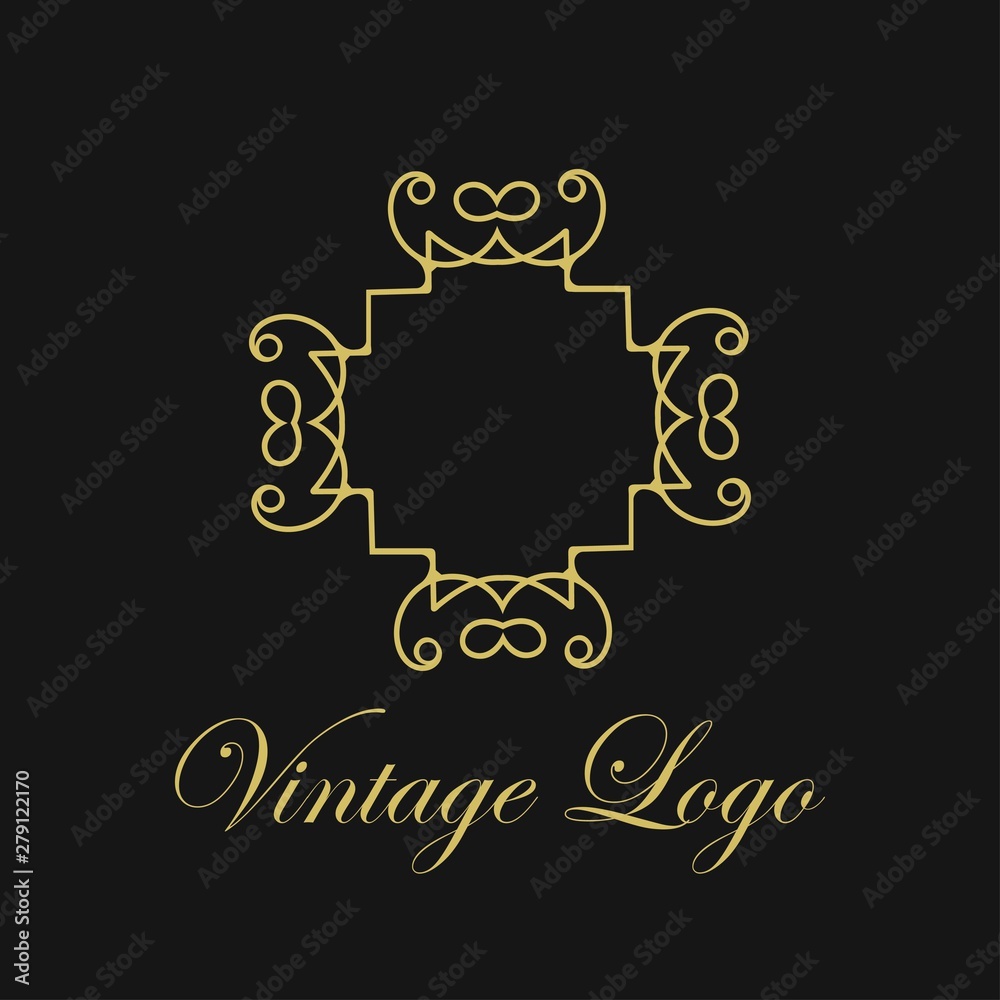 Vector ornament logo design template. Luxury vintage modern art deco element. Can be used as emblem.