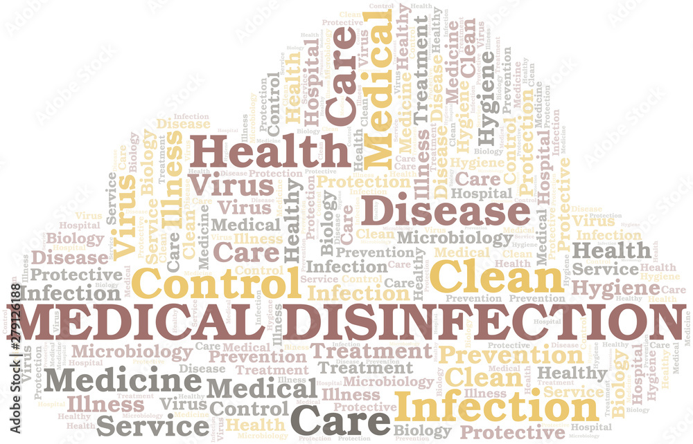 Medical Disinfection word cloud vector made with text only.