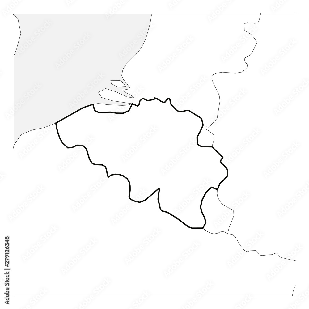 Map of Belgium black thick outline highlighted with neighbor countries Map of Belgium black thick outline highlighted with neighbor countries
