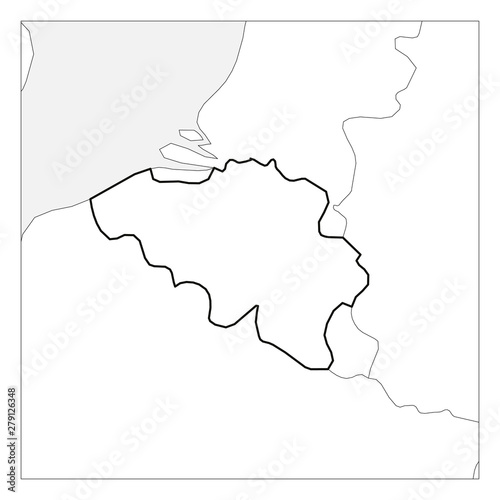 Map of Belgium black thick outline highlighted with neighbor countries