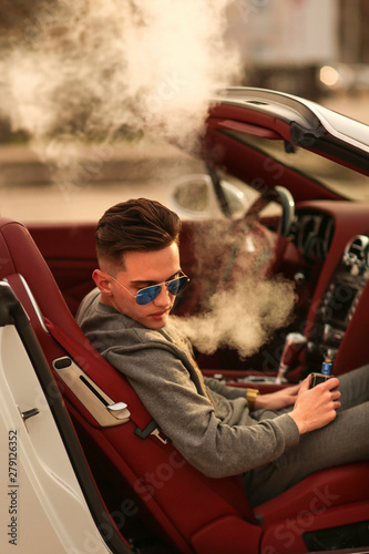 vape, smoke, smoker, guy, man, cigarette, sunglasses, success, auto, successful, luxury, young, sexy, rich, bentley, supercar, car, super car, attractive, comfort, male. Lux, vehicle, handsome, drive