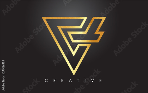 V Golden Letter Monogram Design Logo. Gold Letter V Icon Logo Vector.