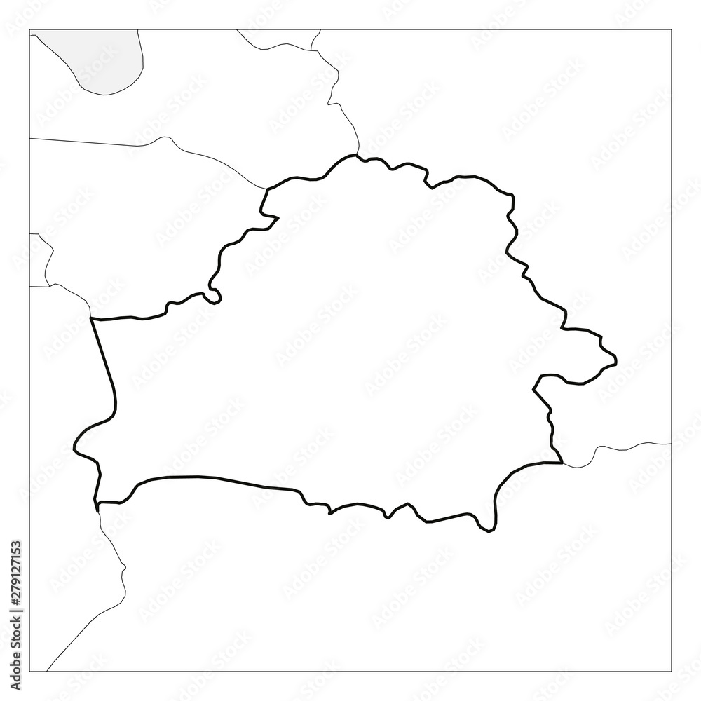 Map of Belarus black thick outline highlighted with neighbor countries Map of Belarus black thick outline highlighted with neighbor countries