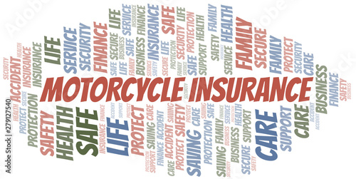 Motorcycle Insurance word cloud vector made with text only.