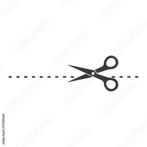 Black scissors cut line icon template color editable. Scissors cut line symbol vector sign isolated on white background. Simple logo vector illustration for graphic and web design.