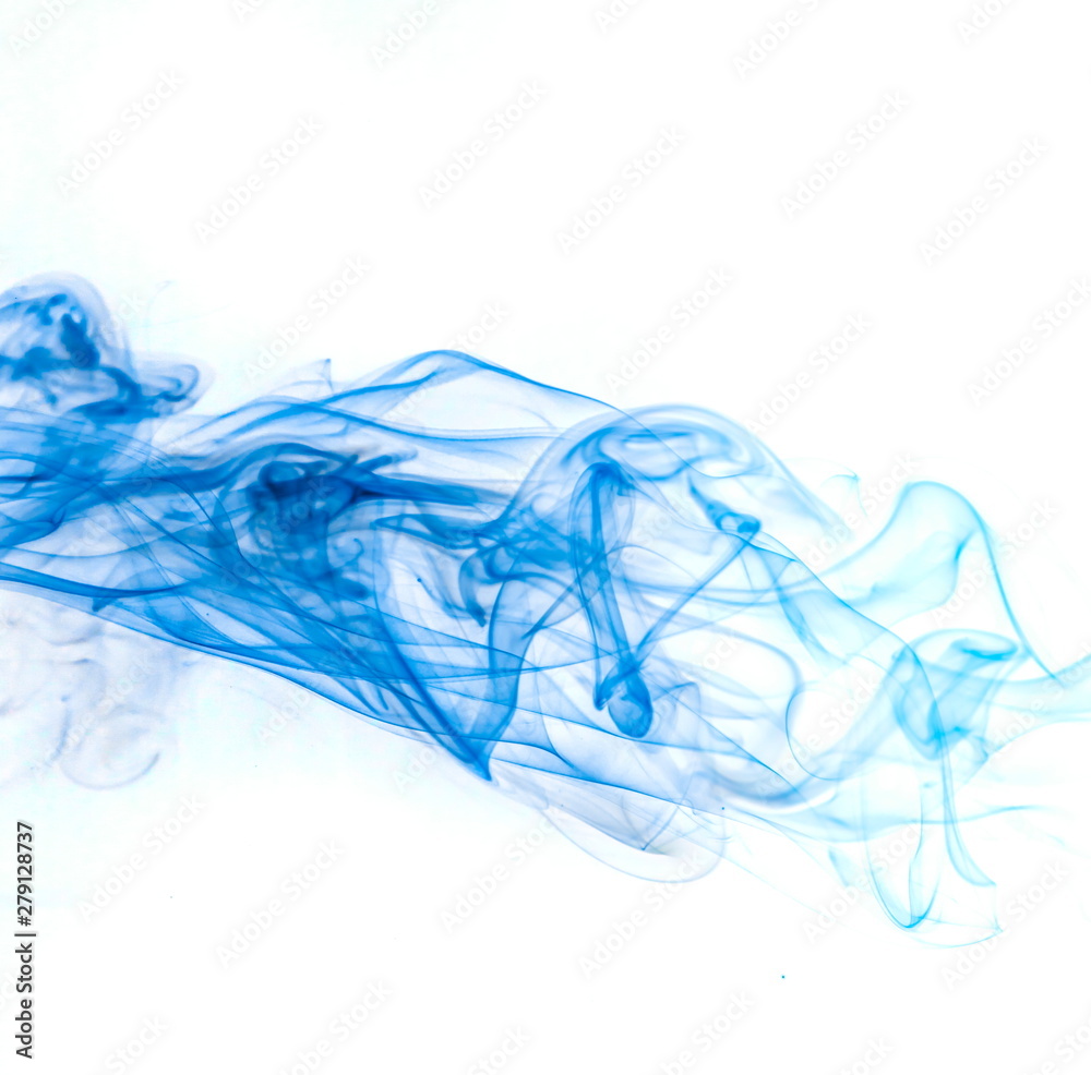 Obraz premium Blue smoke on white background
