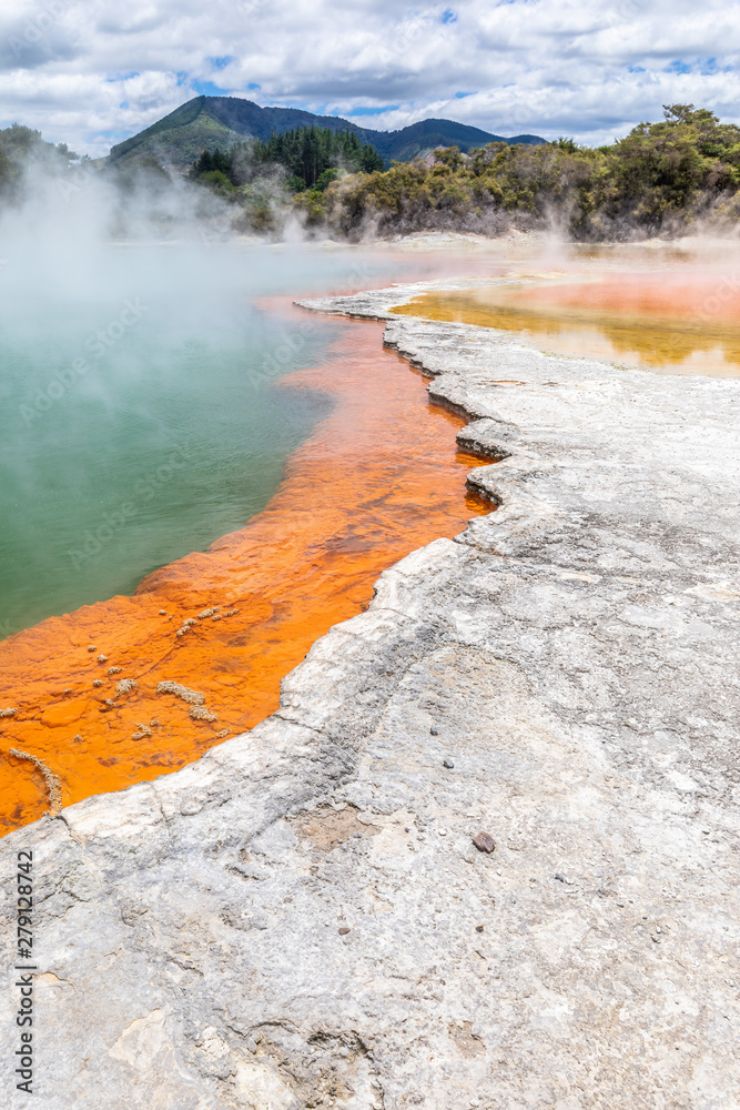 hot sparkling lake in New Zealand