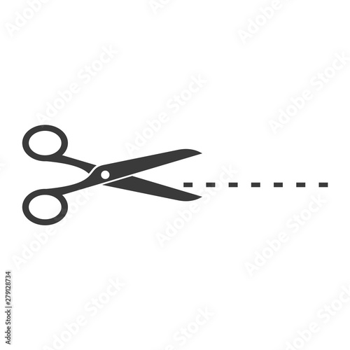 Black scissors cut line icon template color editable. Scissors cut line symbol vector sign isolated on white background. Simple logo vector illustration for graphic and web design.