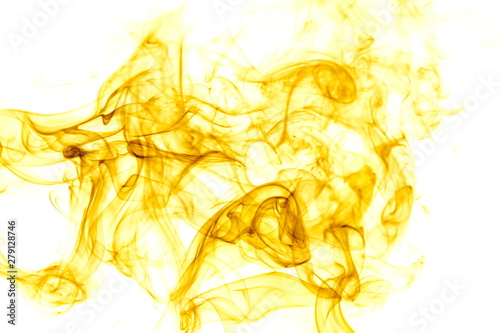 Yellow smoke on white background