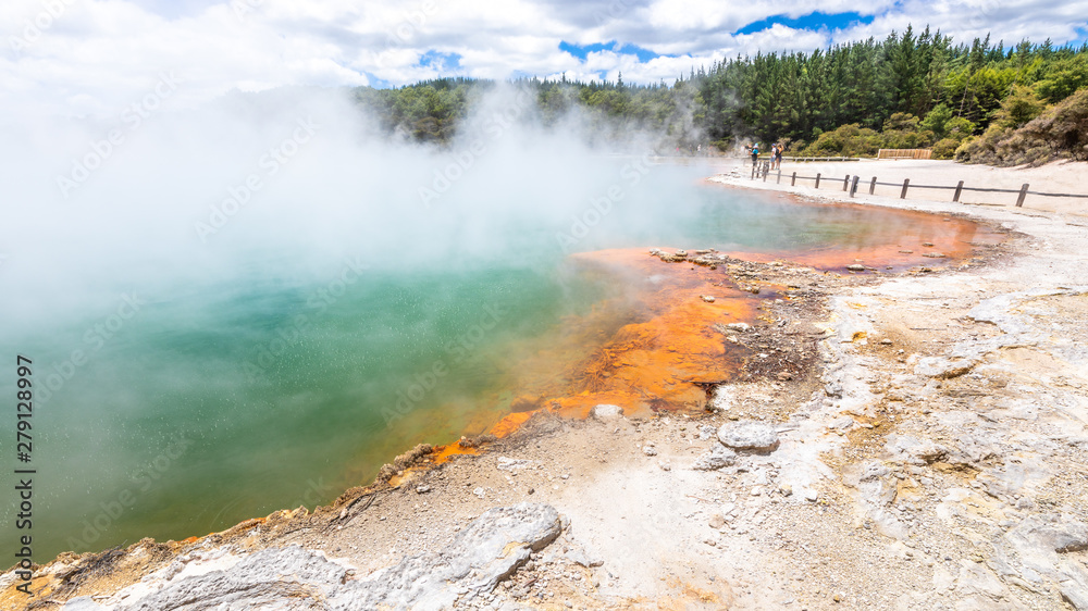 hot sparkling lake in New Zealand