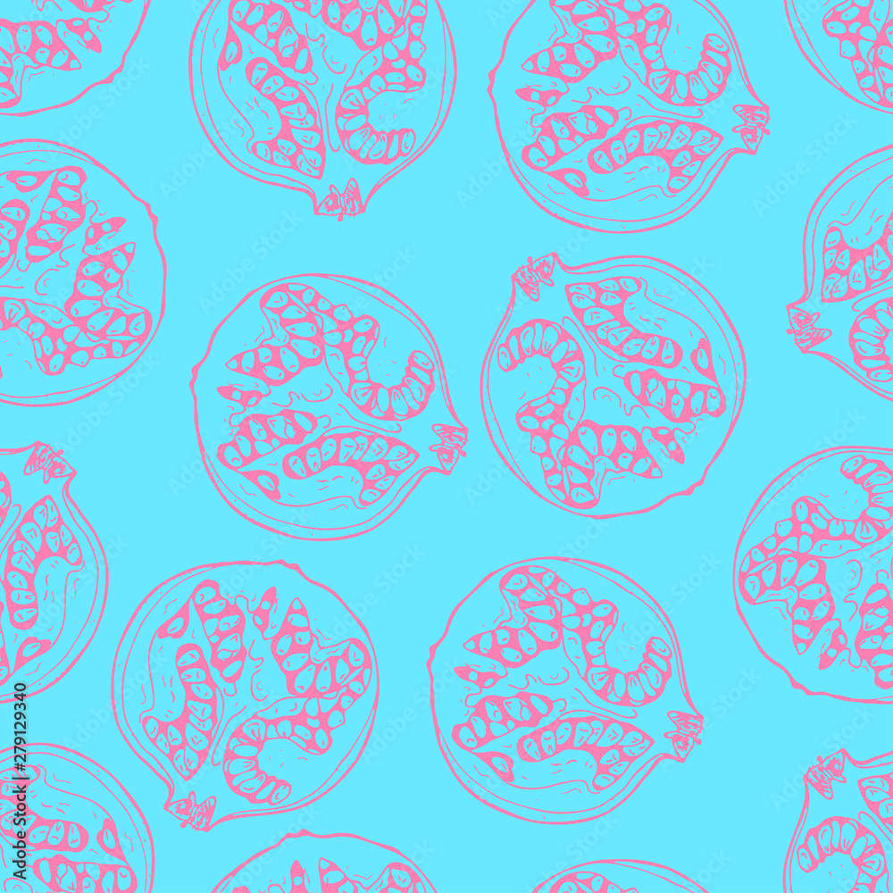 outline pomegranate fruit seamless pattern outline pomegranate fruit seamless pattern
