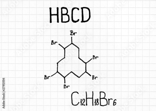 Handwriting Chemical formula of HBCD. photo