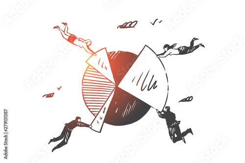 Business intelligence, teamwork, coworking concept sketch. Hand drawn isolated vector illustration
