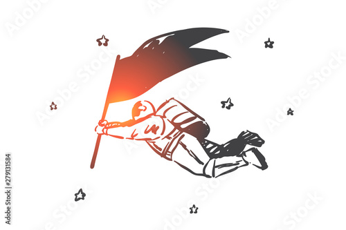 Startup, success, leadership concept sketch concept sketch. Hand drawn isolated vector illustration