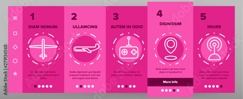 UAV, Remote Control Drones Vector Onboarding Mobile App Page Screen. UAV, Unmanned Aircraft System Outline Symbols Pack. High Tech, GPS Navigation. Modern Delivery Service Technology Illustrations