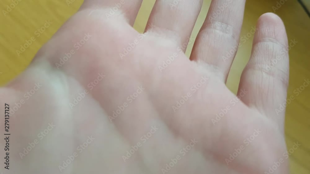 Female palm with white skin extreme close-up Female palm with white skin extreme close-up