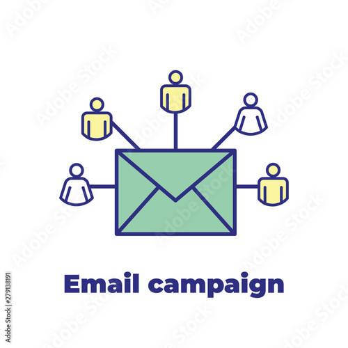Email marketing campaigns icon with  envelope sent to multiple recipients