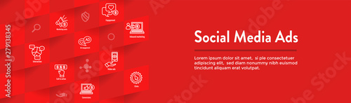 Social Media Ads Icon Set and Web Header Banner