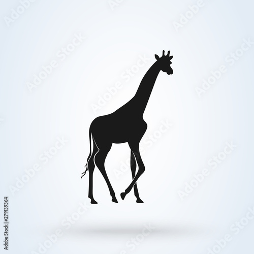 Giraffe side view. Simple vector modern icon design illustration