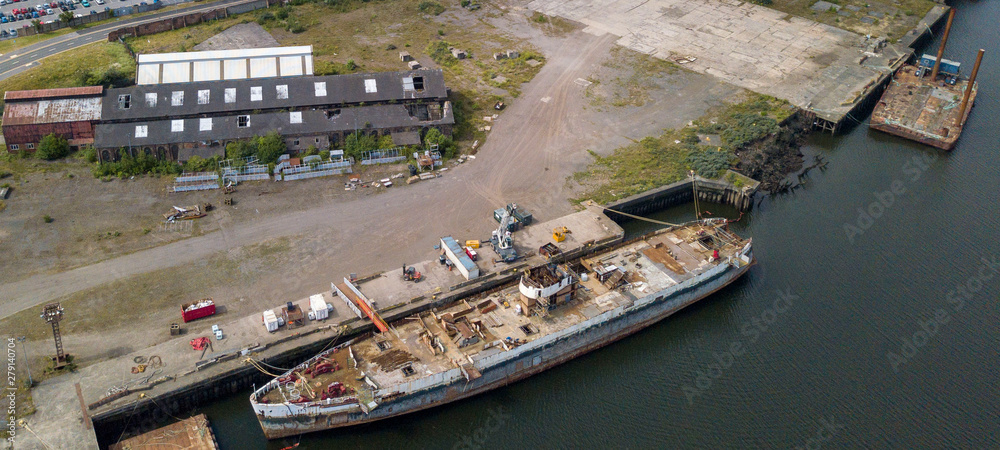 old abandoned ship waiting to be scrapped