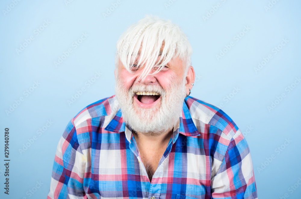 Artificial hair. Health care concept. Male pattern baldness genetic condition caused by variety factors. Early signs balding. Elderly people. Bearded grandfather grey hair. Hair loss. Man losing hair Artificial hair. Health care concept. Male pattern baldness genetic condition caused by variety factors. Early signs balding. Elderly people. Bearded grandfather grey hair. Hair loss. Man losing hair