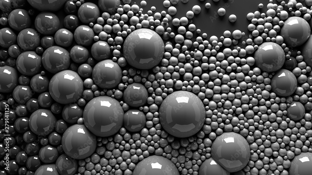4k 3d animation of spheres and balls in a organic motion background. Top  view of bubbles paint Stock Illustration | Adobe Stock