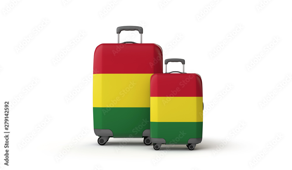 Bolivia flag holiday destination travel suitcases isolated on white. 3D Render Bolivia flag holiday destination travel suitcases isolated on white. 3D Render