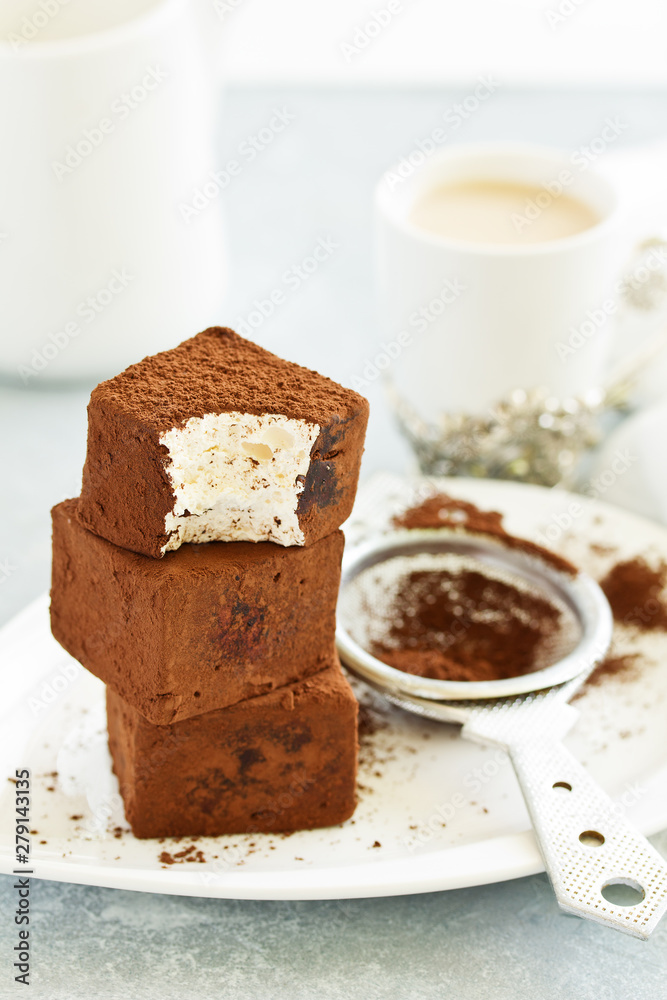 Homemade sweetness, sufa pigeon milk with chocolate, marshmallows. Homemade sweetness, sufa pigeon milk with chocolate, marshmallows.