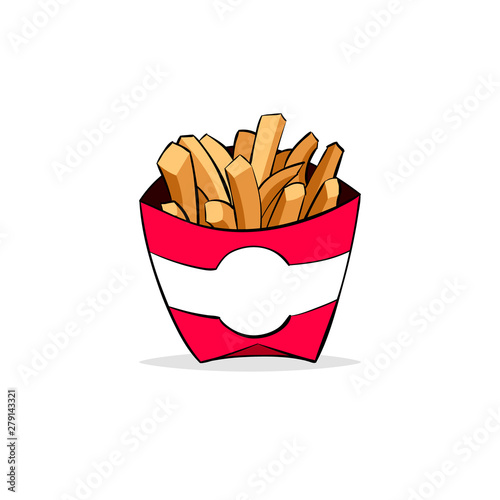 Hand drawn bag of french fries. Use for you logo brand, fast food menu and restaurant inforgraphics. - Vector