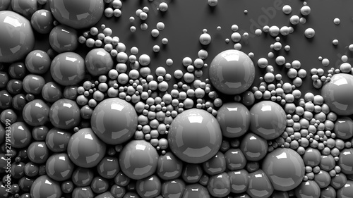 Fototapeta Naklejka Na Ścianę i Meble -  4k 3d animation of spheres and balls in a organic motion background. Top view of bubbles paint 